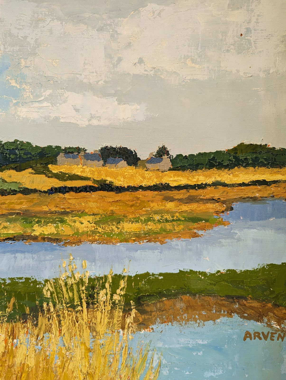Art Golden Lake Oil Painting photo