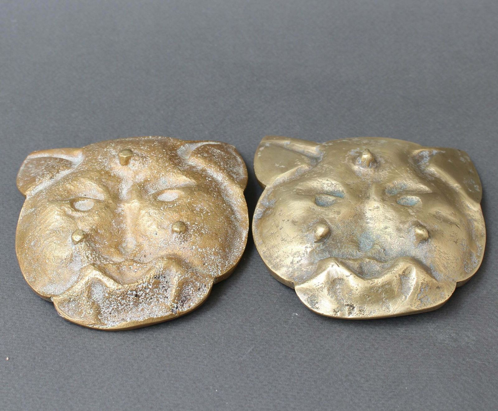 Pair Of Feline Brass Dishes (20th Century) photo 61.0