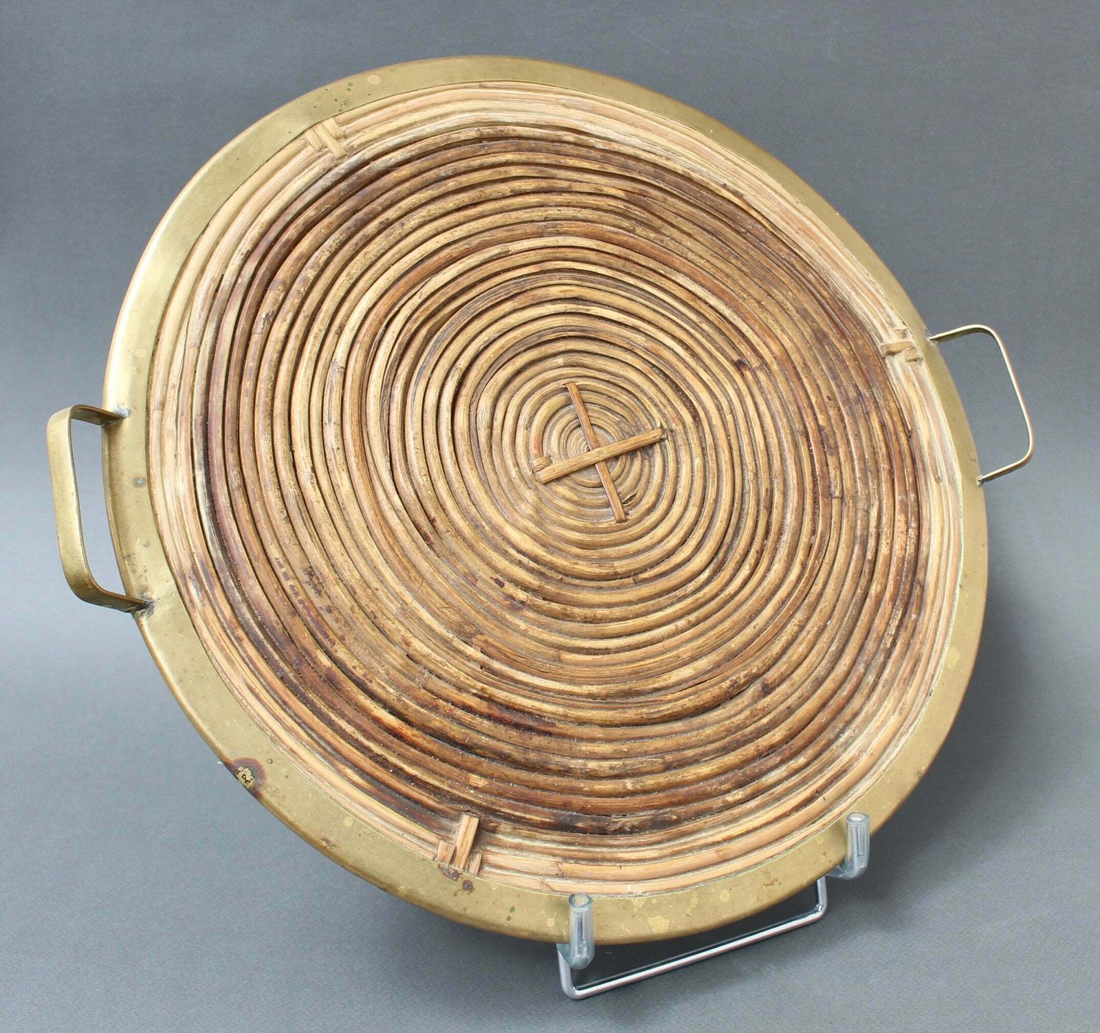Rattan Tray With Brass Trim In The Style Of Gabriella Crespi (Circa 1970s) photo furniture