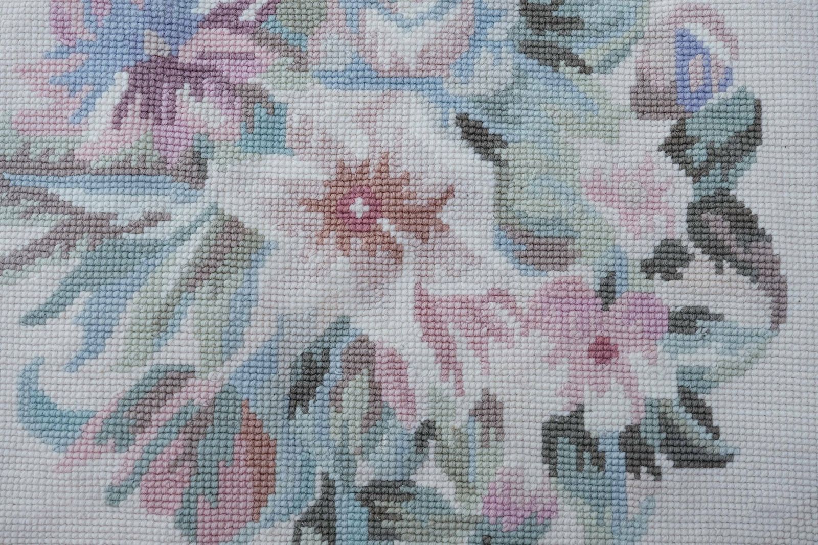 Needlepoint Rug, French Floor Covering, Farmhouse Decor photo vinterior