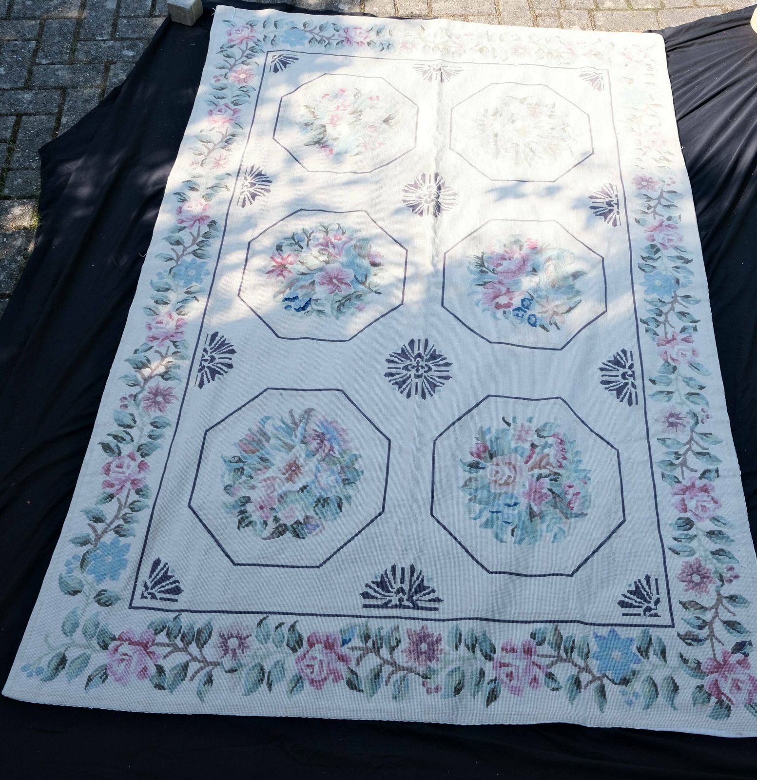 photo for sale Needlepoint Rug, French Floor Covering, Farmhouse Decor