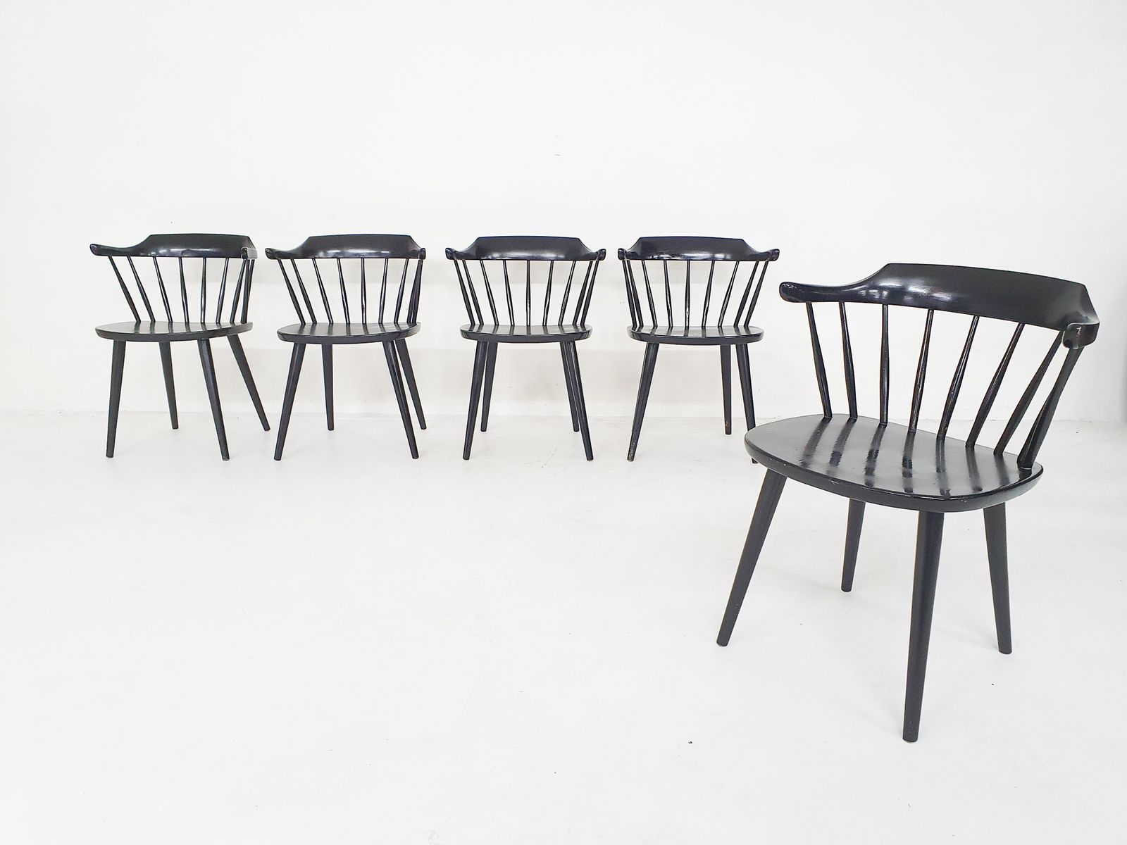 Set Of Five Yngve Ekstrom For Pastoe Fh01 Dining Room Chairs, The Netherlands 1960's