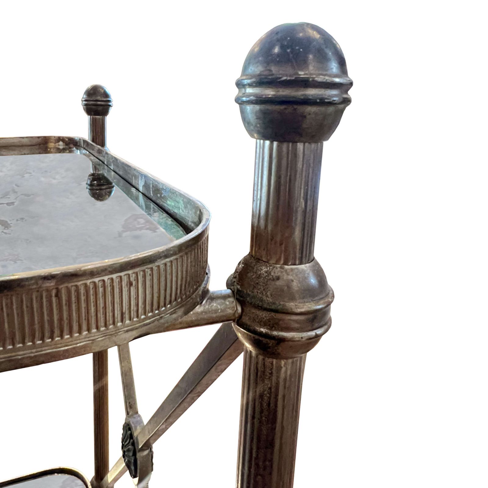 Large French Midcentury Bar Cart With Eglomise Glass photo Furniture