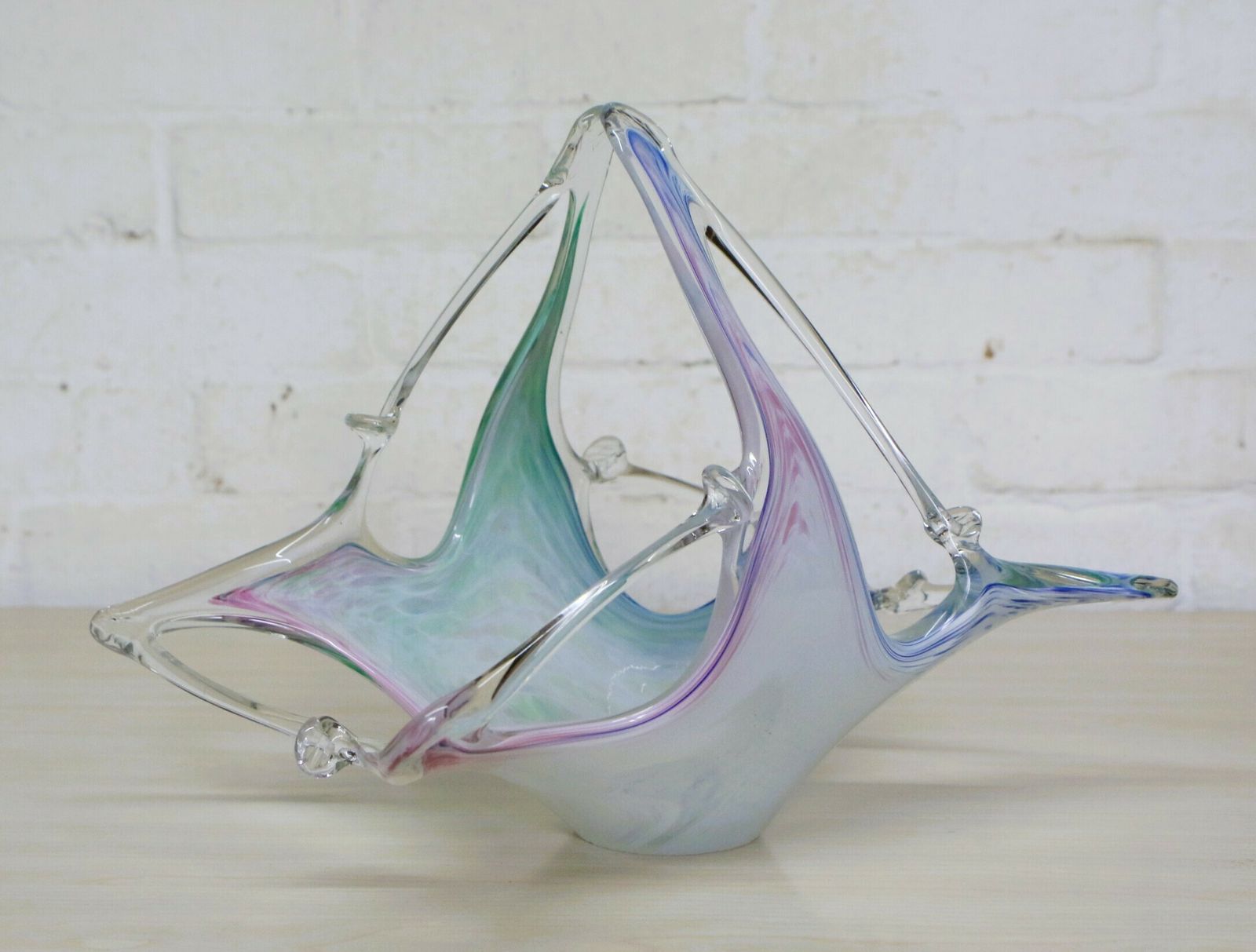 Large Murano Glass Bowl Freeform Deep Shaped Italian Organic Mid Century Modern Mcm photo 137.0