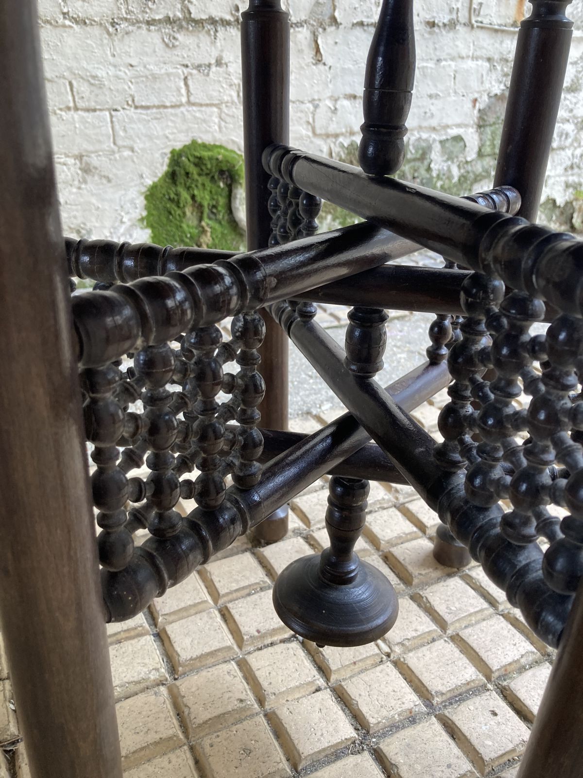 19thc Middle Eastern Carved And Turned Occasional Table With Brass Worked Top photo buy