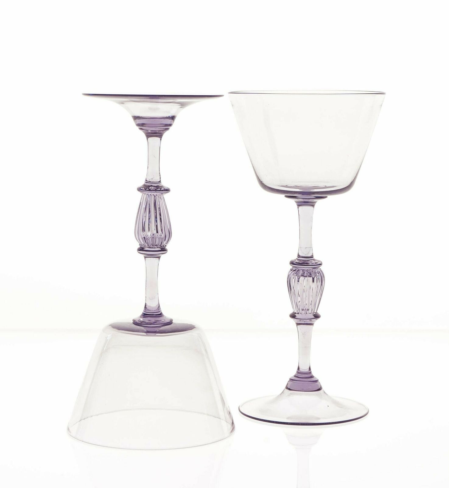Twelve Cenedese Wine Glass Set, Cyclamen Colour. Murano Glass. Masterpieces photo buy