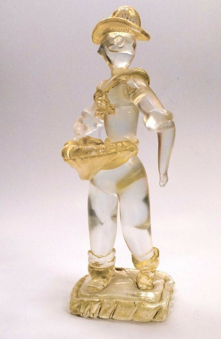 Ercole Barovier Murano Seminatore Clear Massiccio Glass Gold Applications, 1930 photo furniture
