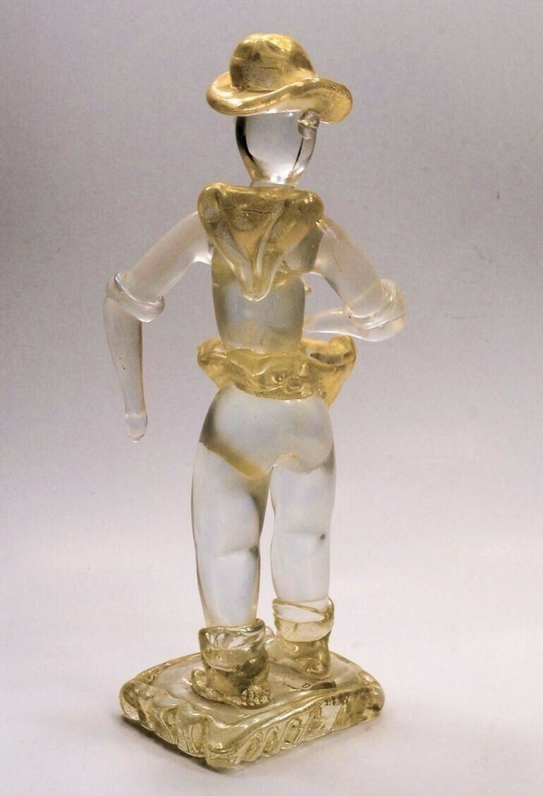 Ercole Barovier Murano Seminatore Clear Massiccio Glass Gold Applications, 1930 photo vintage