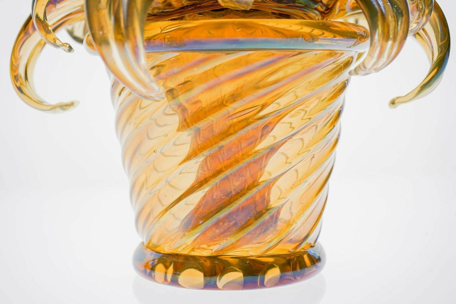 photo vinterior Napoleone Martinuzzi , Two Cactus In Murano Iridescent Fume Vamsa Attribution