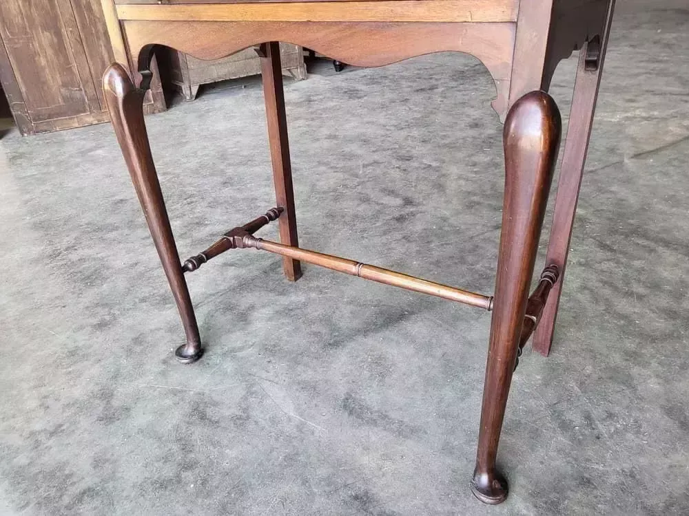 Antique Mahogany Tall Cutlery Hall Table Drawer Cabriole Legs Pad Feet photo furniture