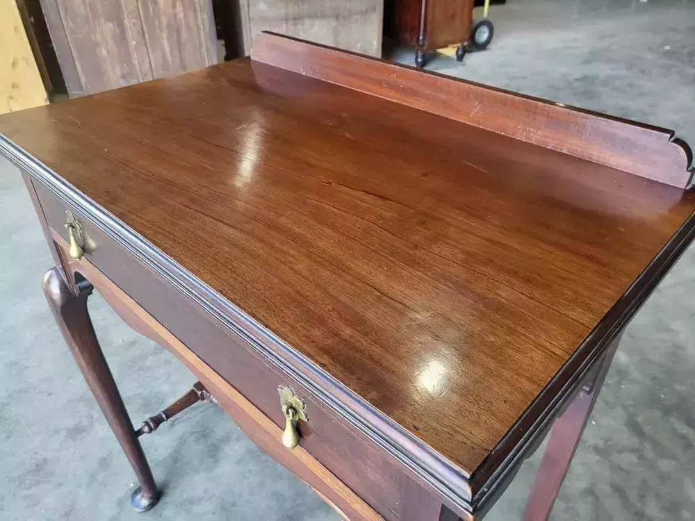 Antique Mahogany Tall Cutlery Hall Table Drawer Cabriole Legs Pad Feet photo vinterior