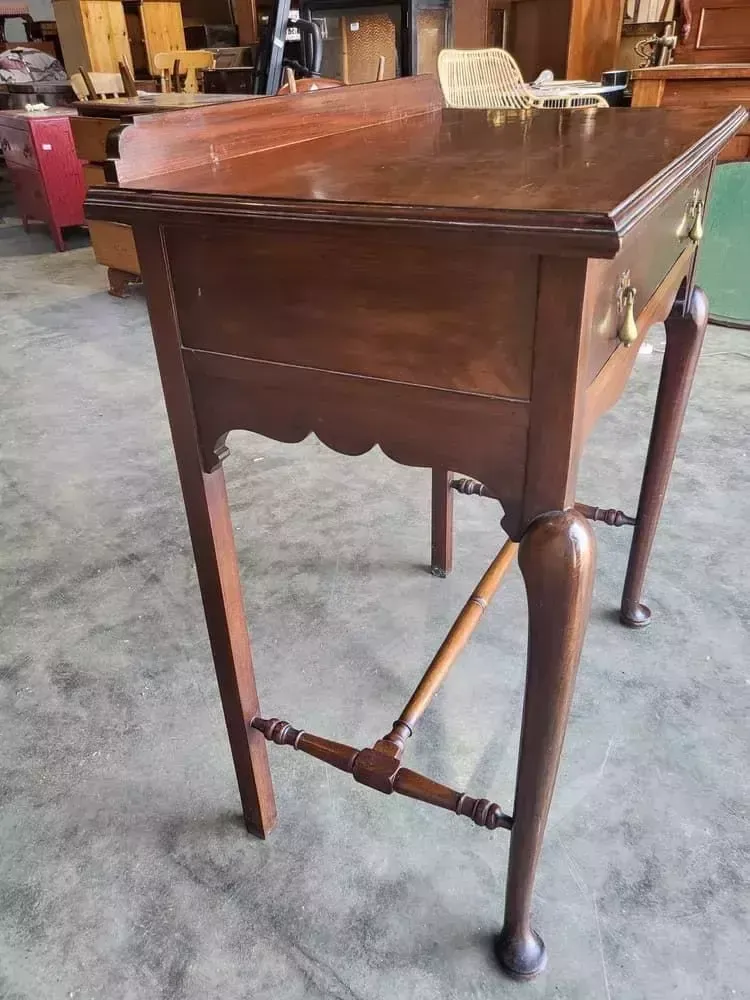 Antique Mahogany Tall Cutlery Hall Table Drawer Cabriole Legs Pad Feet photo buy