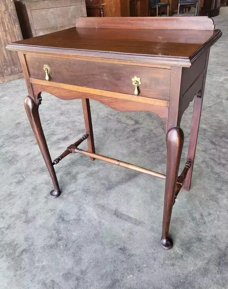 photo for sale Antique Mahogany Tall Cutlery Hall Table Drawer Cabriole Legs Pad Feet