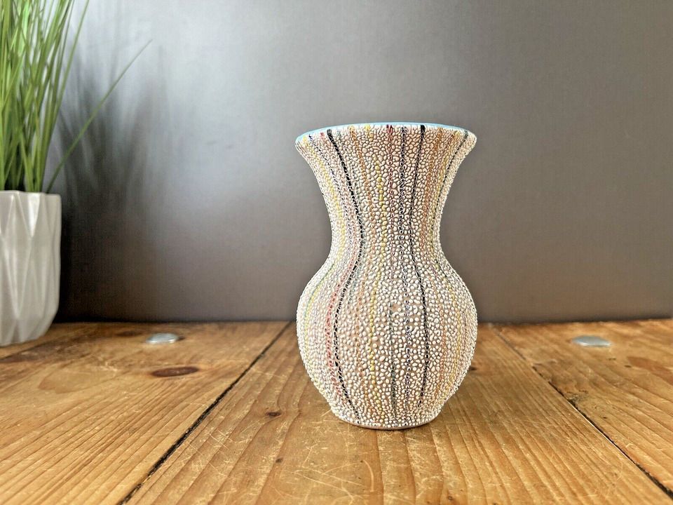 Mid Century 50s Italian Pottery Multicoloured Striped Vase Fratelli Fanciullacci photo buy