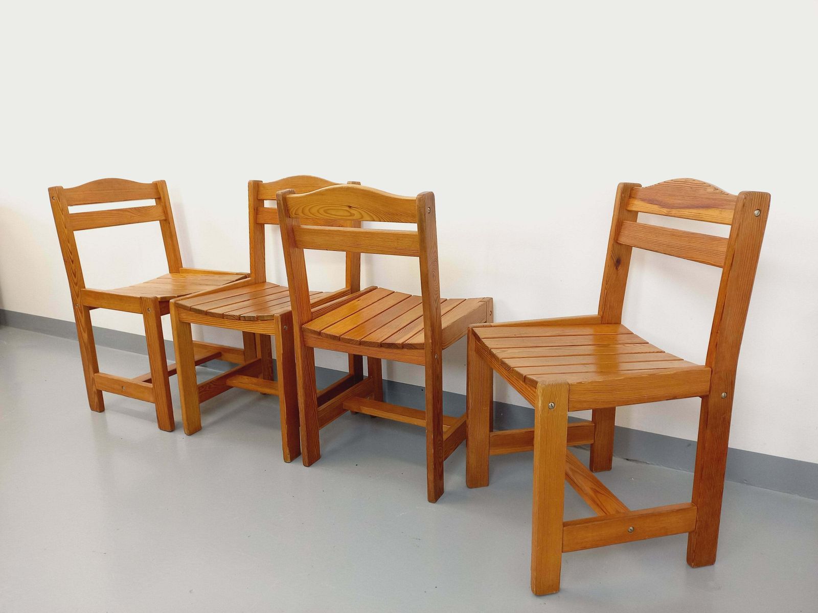 4 Grenen Stoelen, jaren 1970, Vintage photo 706.0
