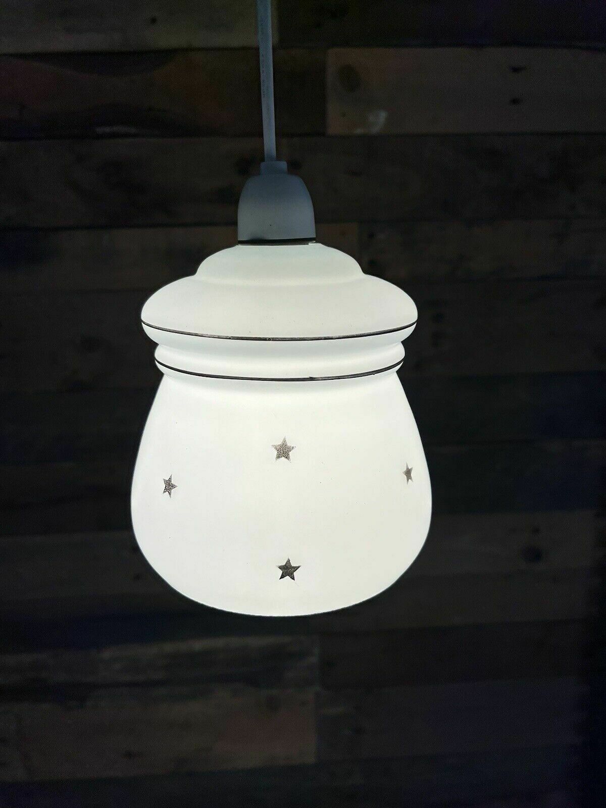 Glass Art Deco Black & White Stars Light Shade Childrens Nursery Vintage Retro