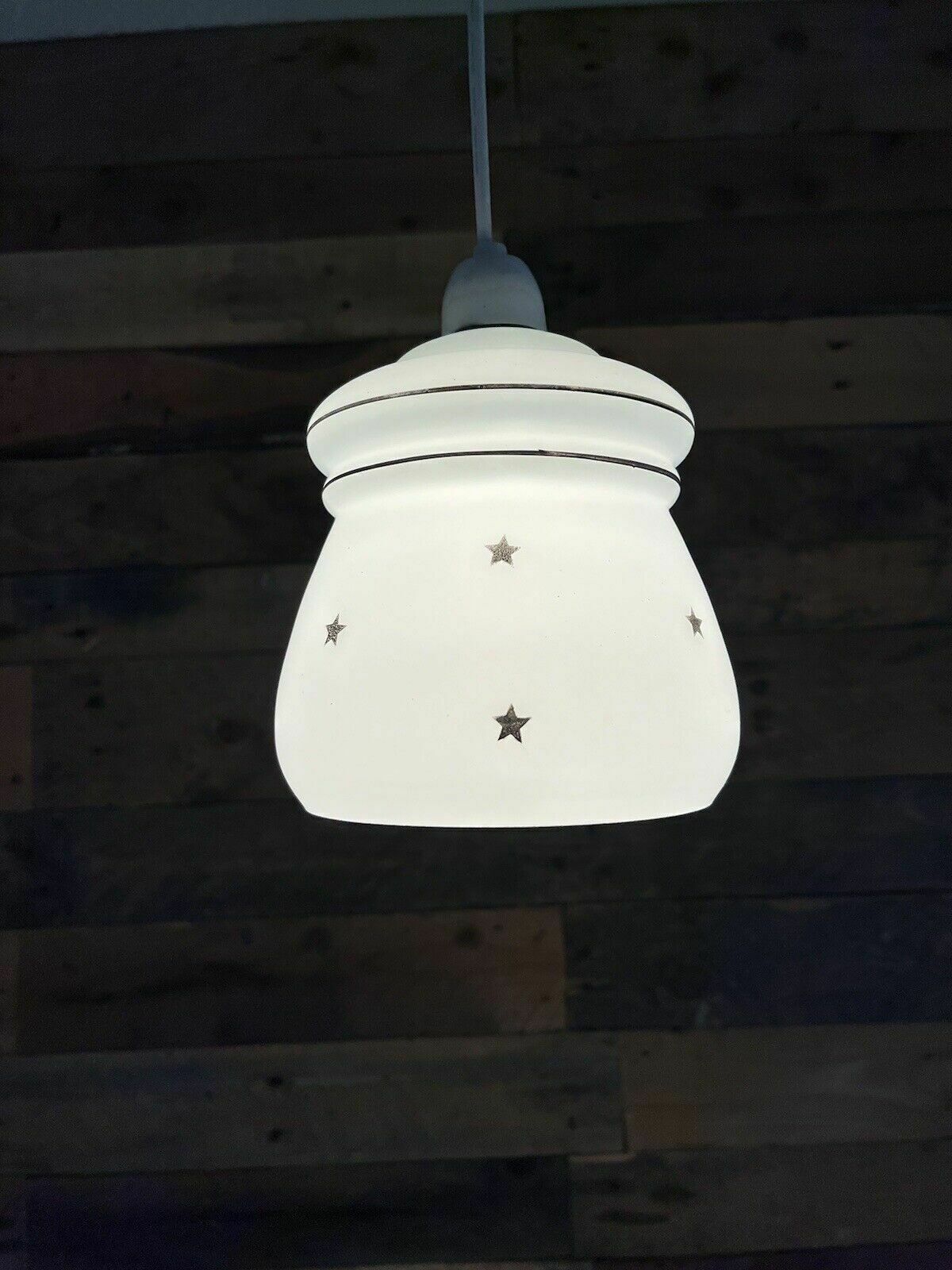 photo buy Glass Art Deco Black & White Stars Light Shade Childrens Nursery Vintage Retro