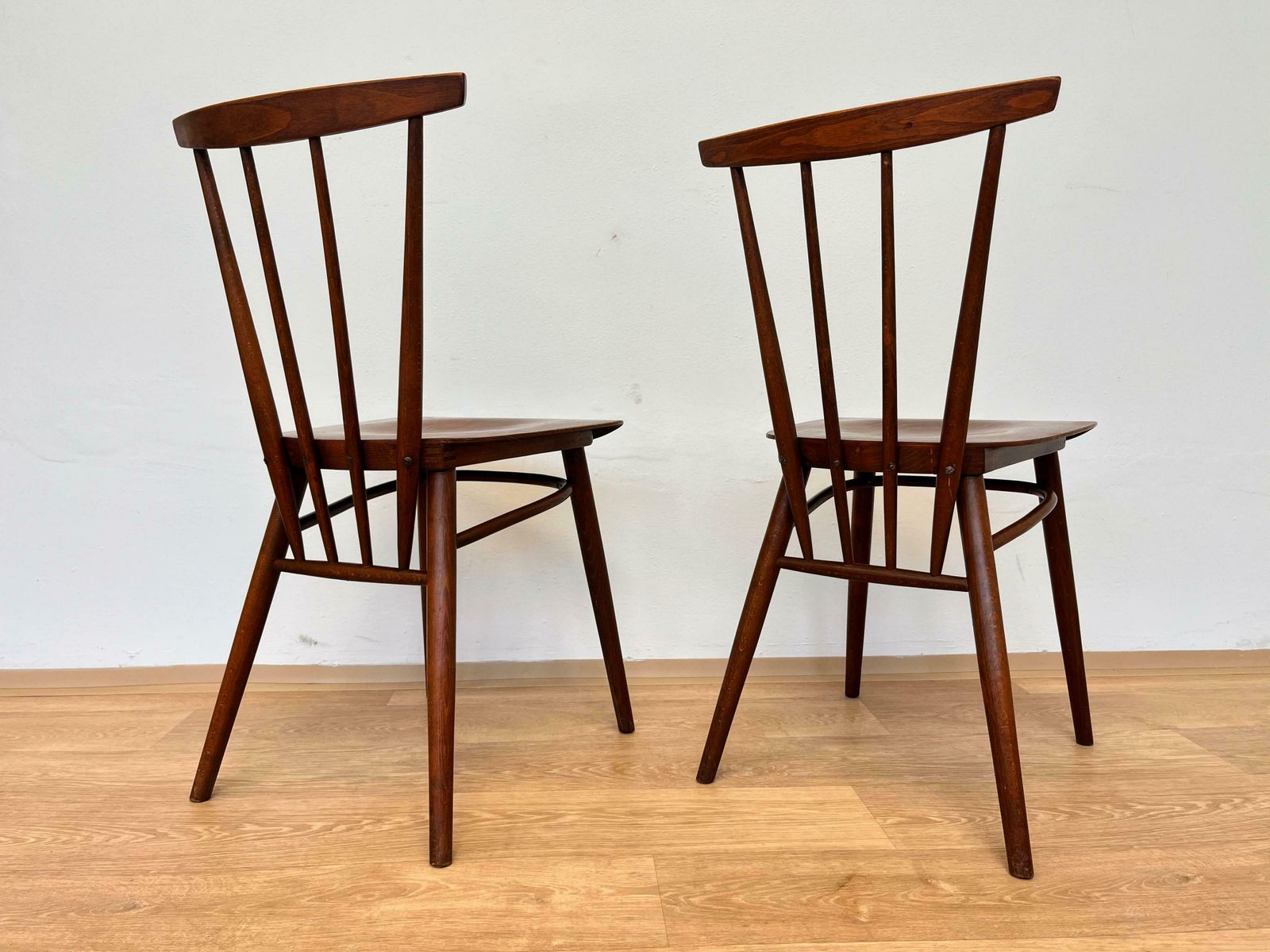 Set Of Four Mid Century Design Wooden Dining Chairs By Ton   1960s photo furniture