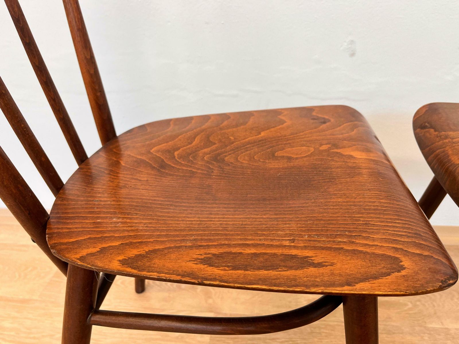 Set Of Four Mid Century Design Wooden Dining Chairs By Ton   1960s photo for sale