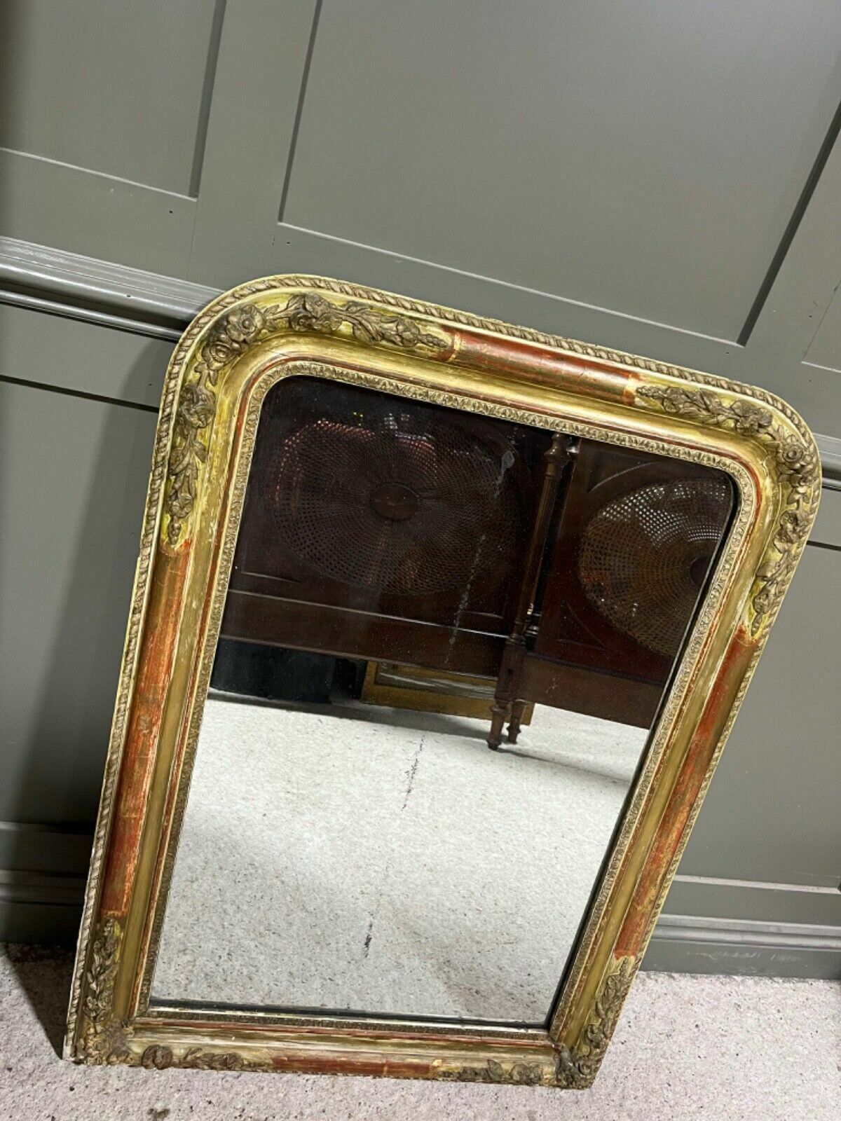 Antique Mirror French Gilded Wood Carved Frame Circa Late 1880’s photo furniture