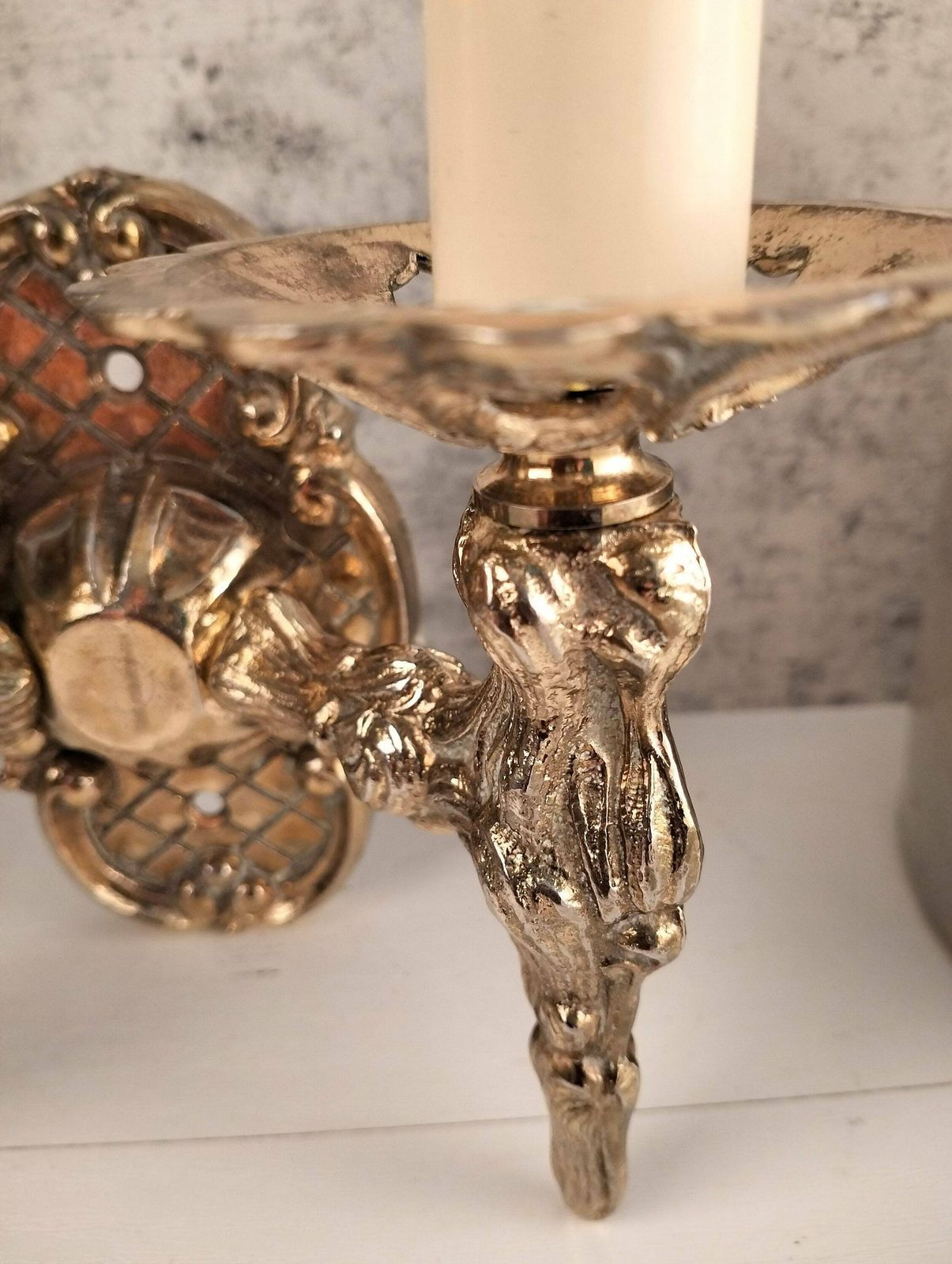 Antique French Bronze Double Wall Sconce   Antique Bronze Wall Light With Two Lights photo for sale
