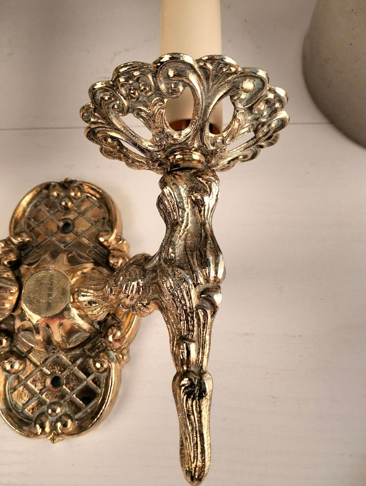 Antique French Bronze Double Wall Sconce   Antique Bronze Wall Light With Two Lights photo vinterior
