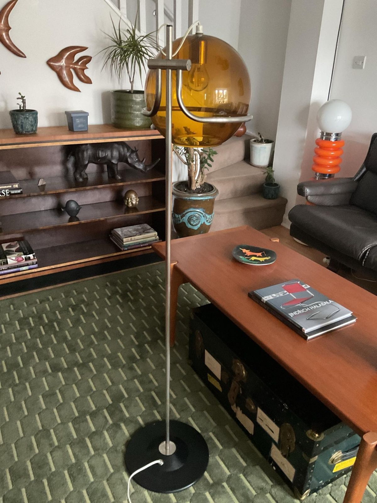 photo vinterior Designer Smoked Glass Floor Lamp In Mid Century Style By Házi Tibor, Hungary 70s