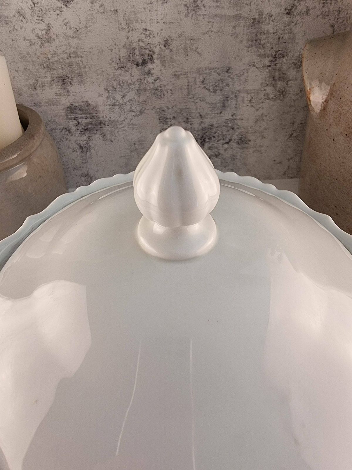 Vintage French Ironstone White Tureen, Vintage French Ironstone Serving Dish, Vintage White Tureen photo for sale