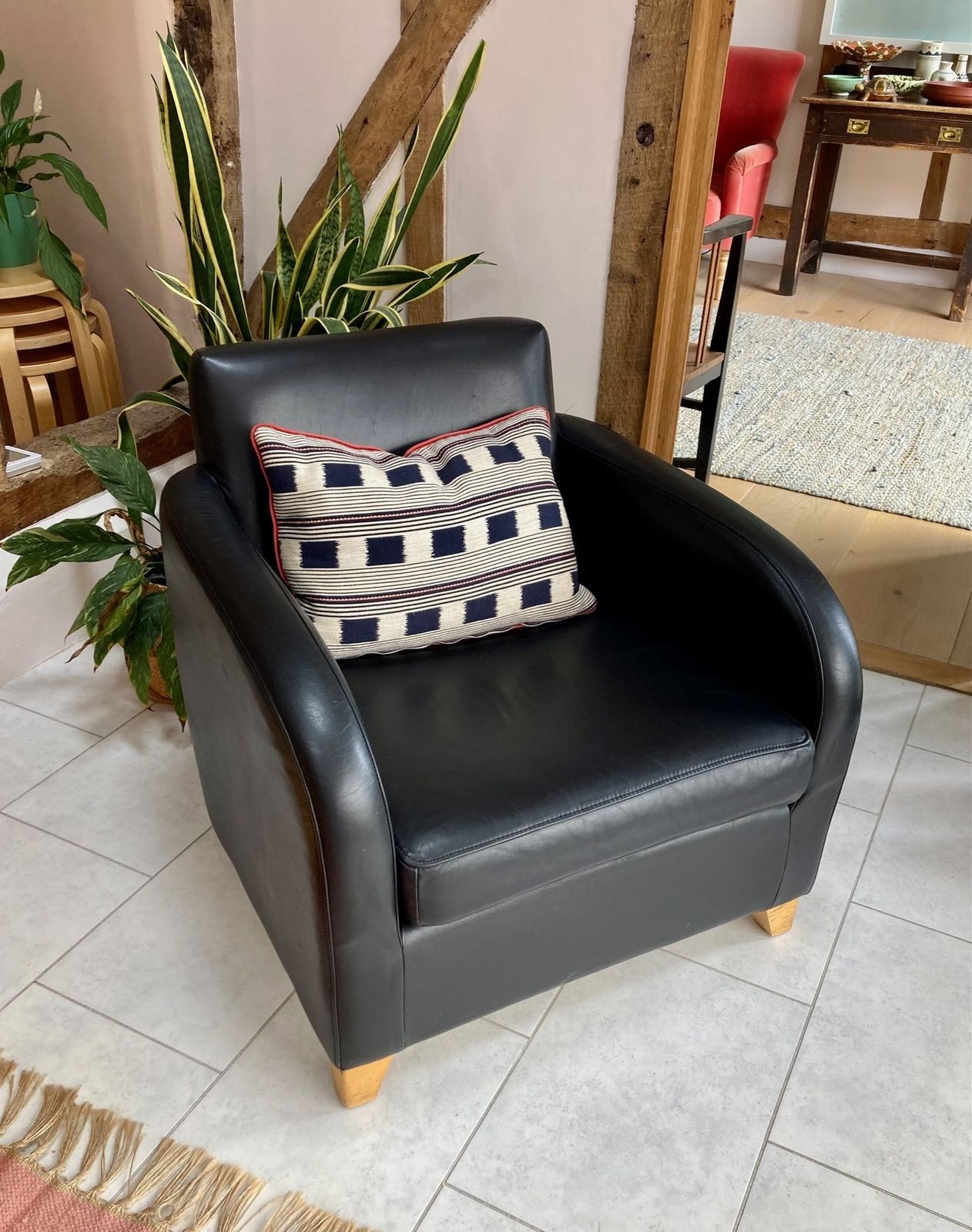 Black Leather Club Chair From Heals By Designer Roger Lewis photo buy