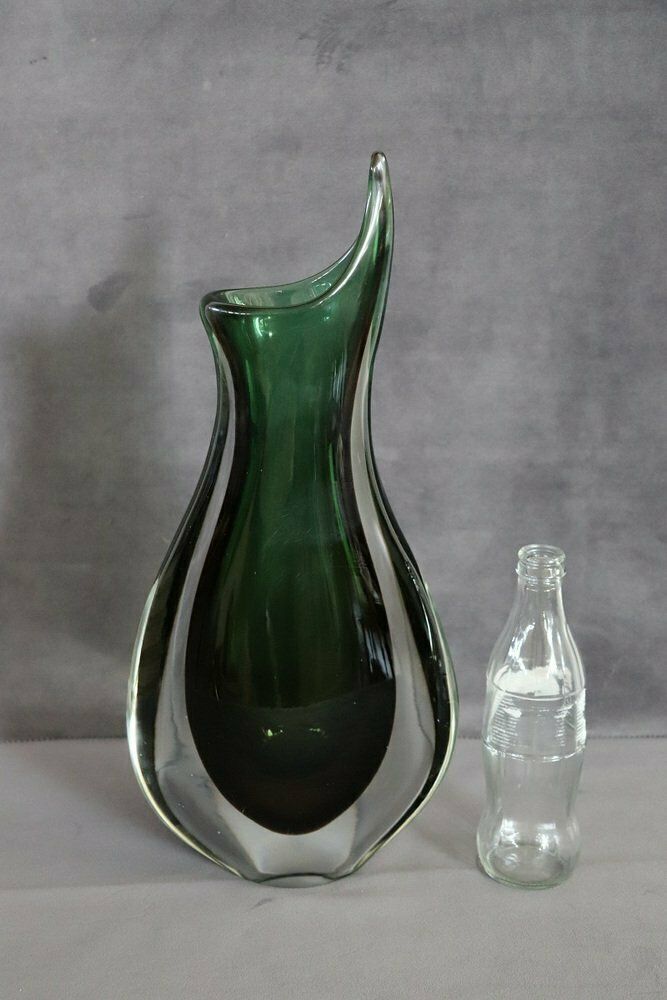 Tall Italian Vase In Murano Art Glass Attributed To Flavio Poli For Seguso, 1960s photo for sale