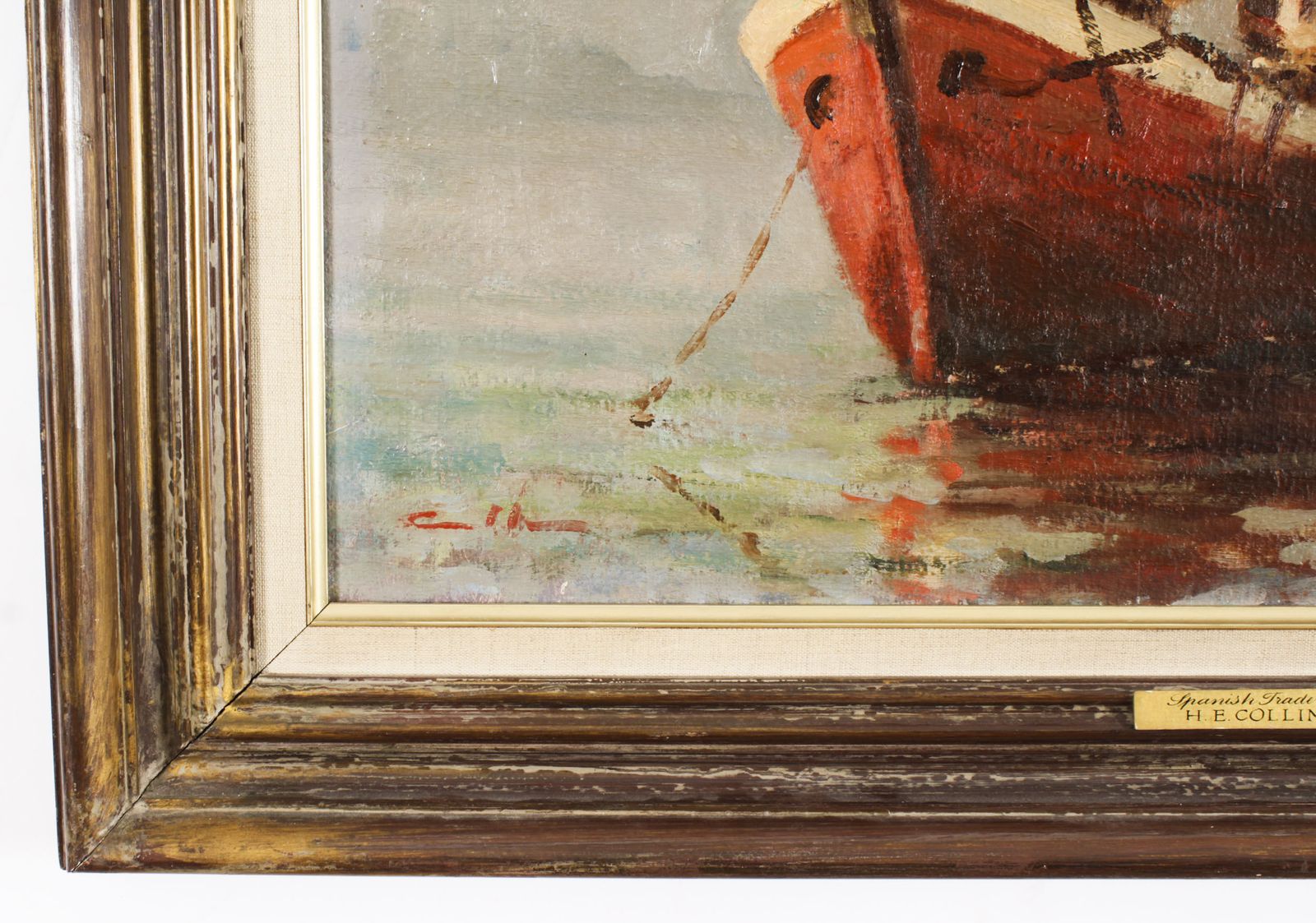 Vintage Oil Painting Of  Fishing Boats By Harold Edward Collin (1936 1973) photo buy