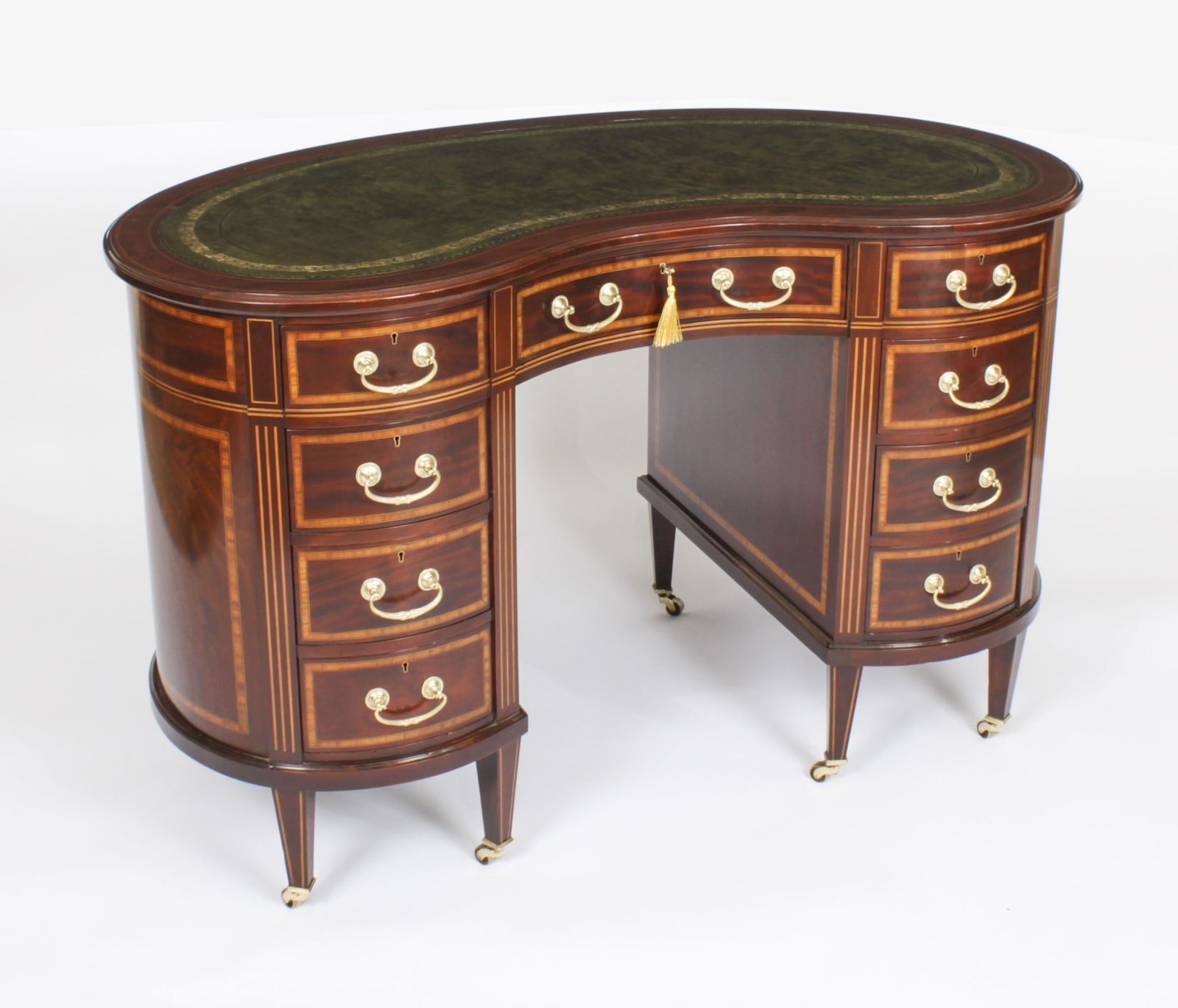 Victorian Mahogany Inlaid Kidney Desk  C1880 19th C