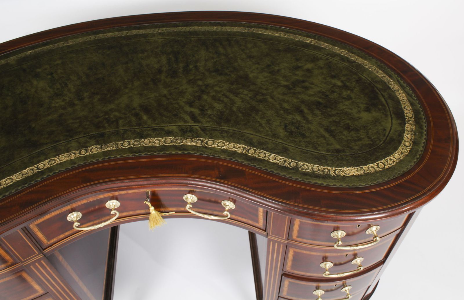 Victorian Mahogany Inlaid Kidney Desk  C1880 19th C photo Furniture