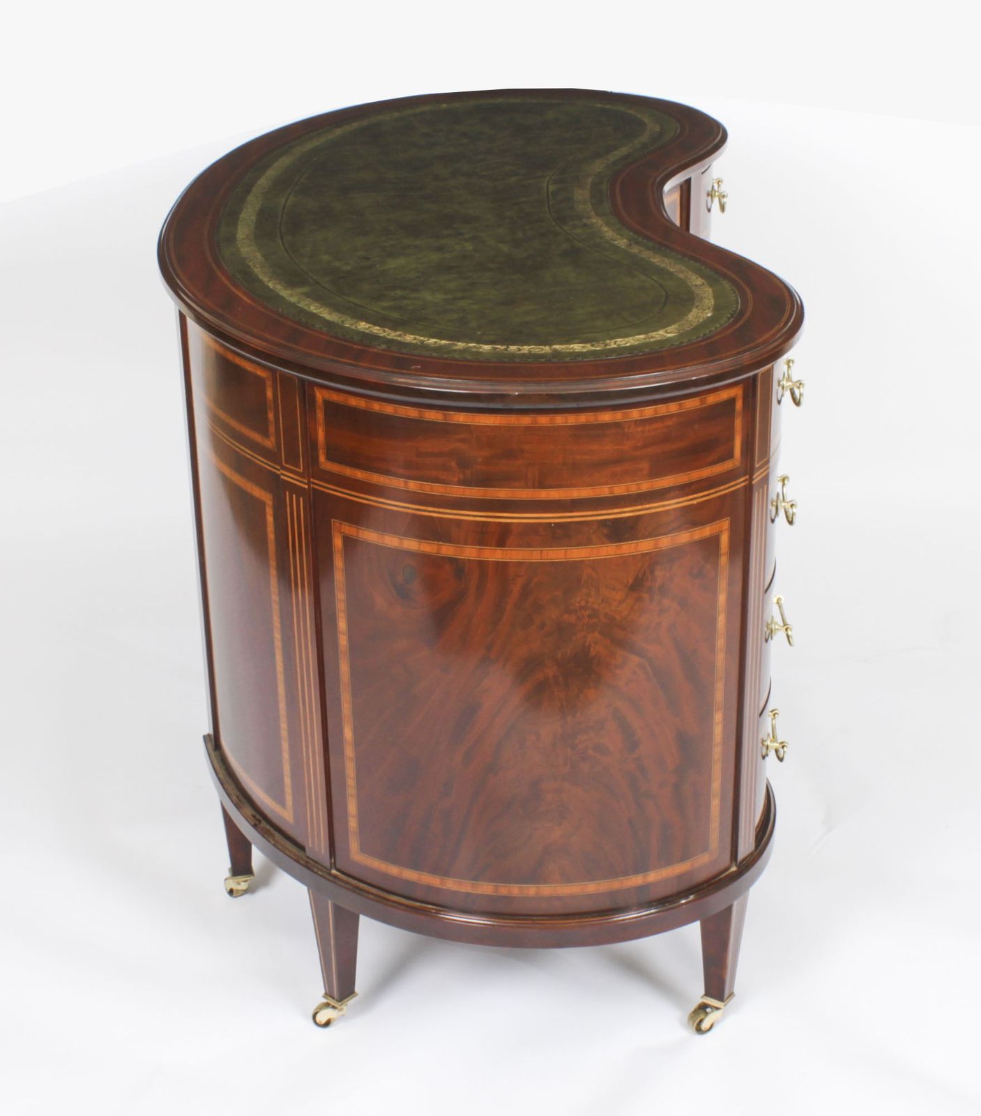 photo vinterior Victorian Mahogany Inlaid Kidney Desk  C1880 19th C