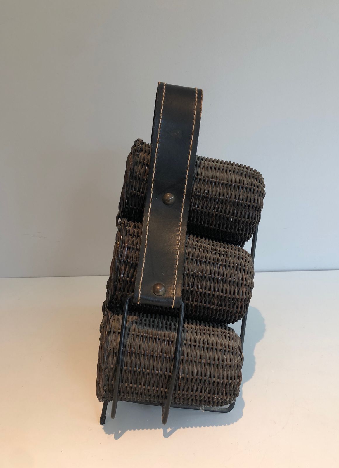 Rattan And Leather Bottle Holder photo Furniture