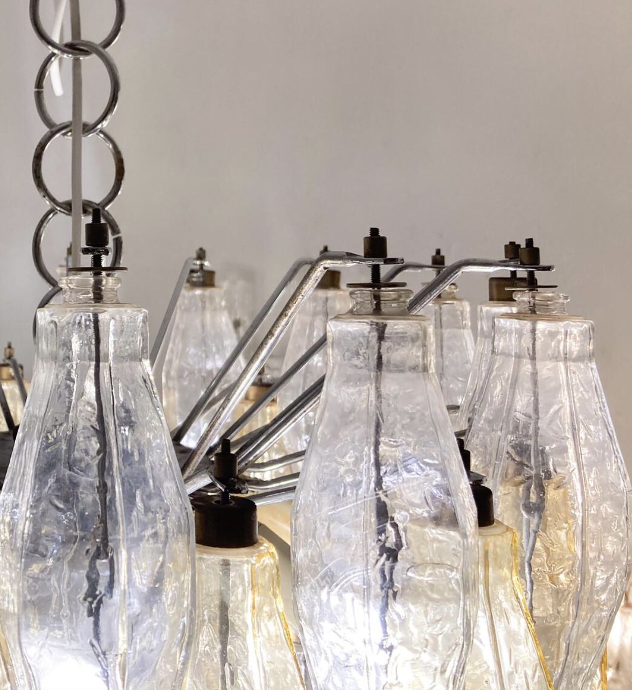 Mid Century Murano Glass Chandelier “Polyhedr” By Carlo Scarpa For Venini, Italy photo vintage