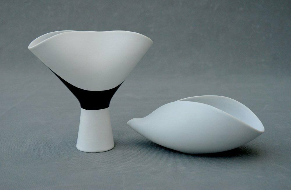 Veckla Vase & Bowl Set By Stig Lindberg For Gustavsberg, Sweden, 1950s, Set Of 2
