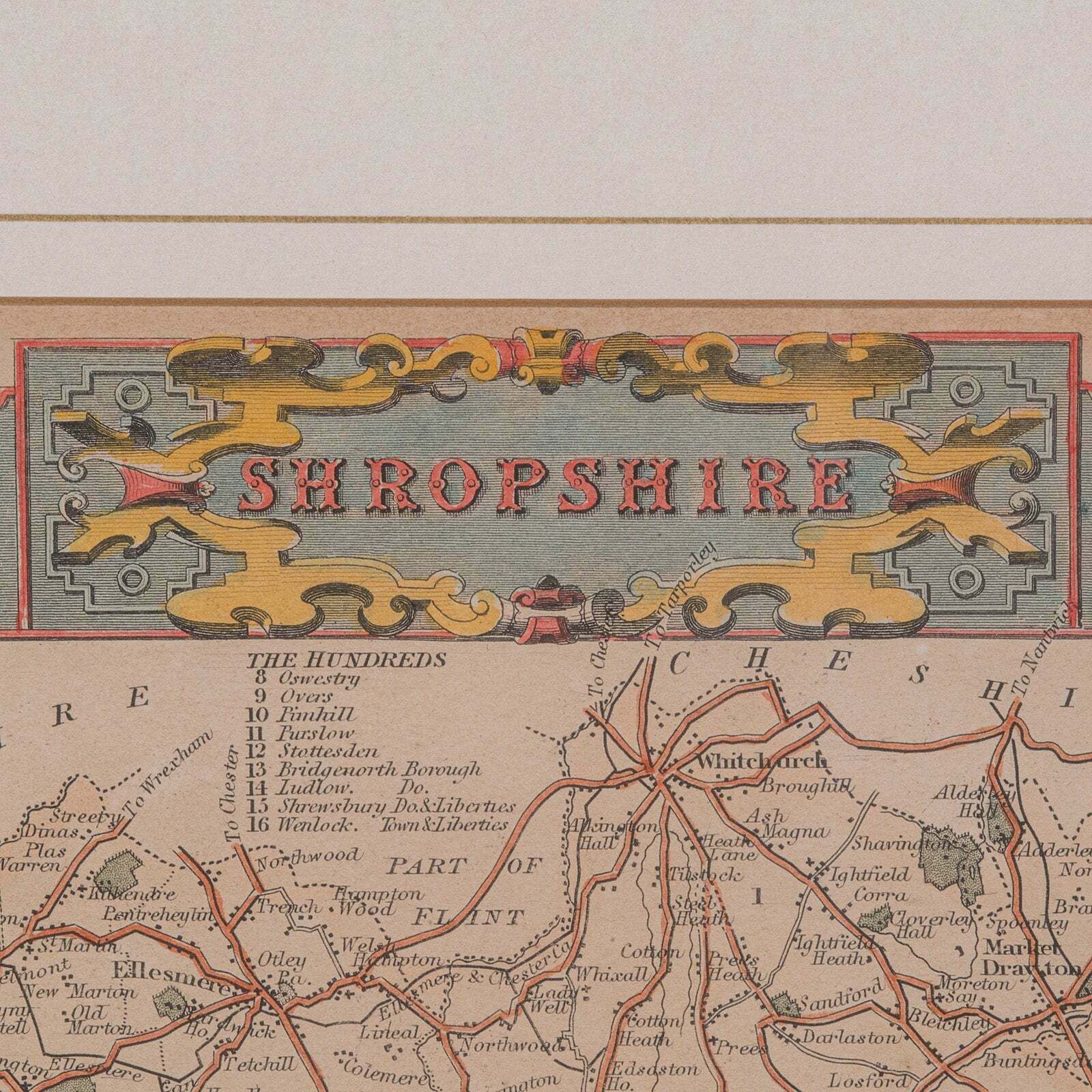 Antique Lithography Map Shropshire English Framed Cartography Victorian photo buy