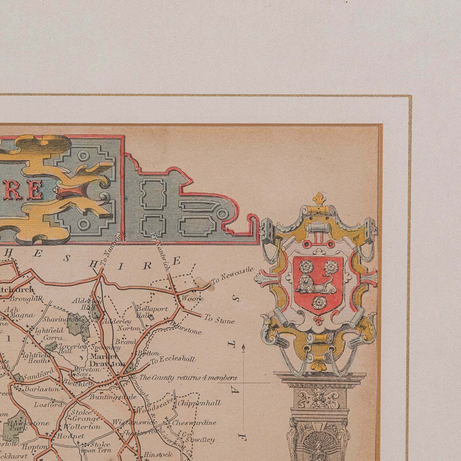 photo furniture Antique Lithography Map Shropshire English Framed Cartography Victorian