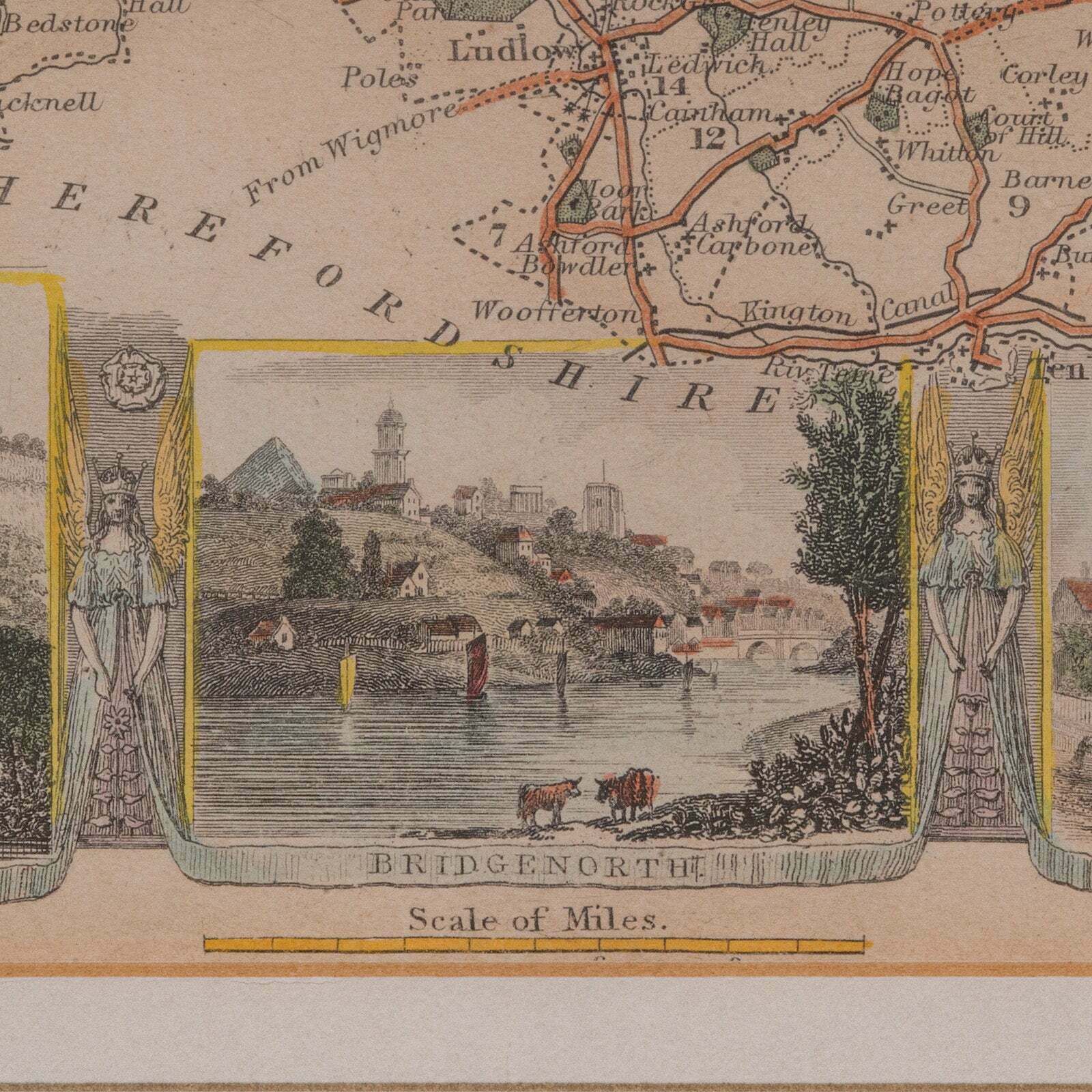Art Antique Lithography Map Shropshire English Framed Cartography Victorian photo