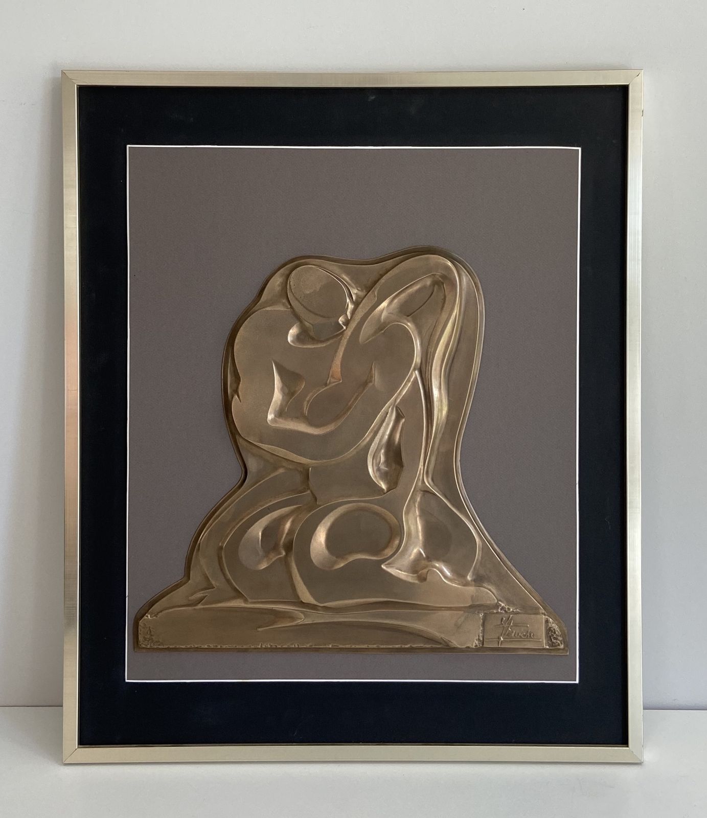 Art Painting Representing A Brass Sculpture. Around 1970 photo