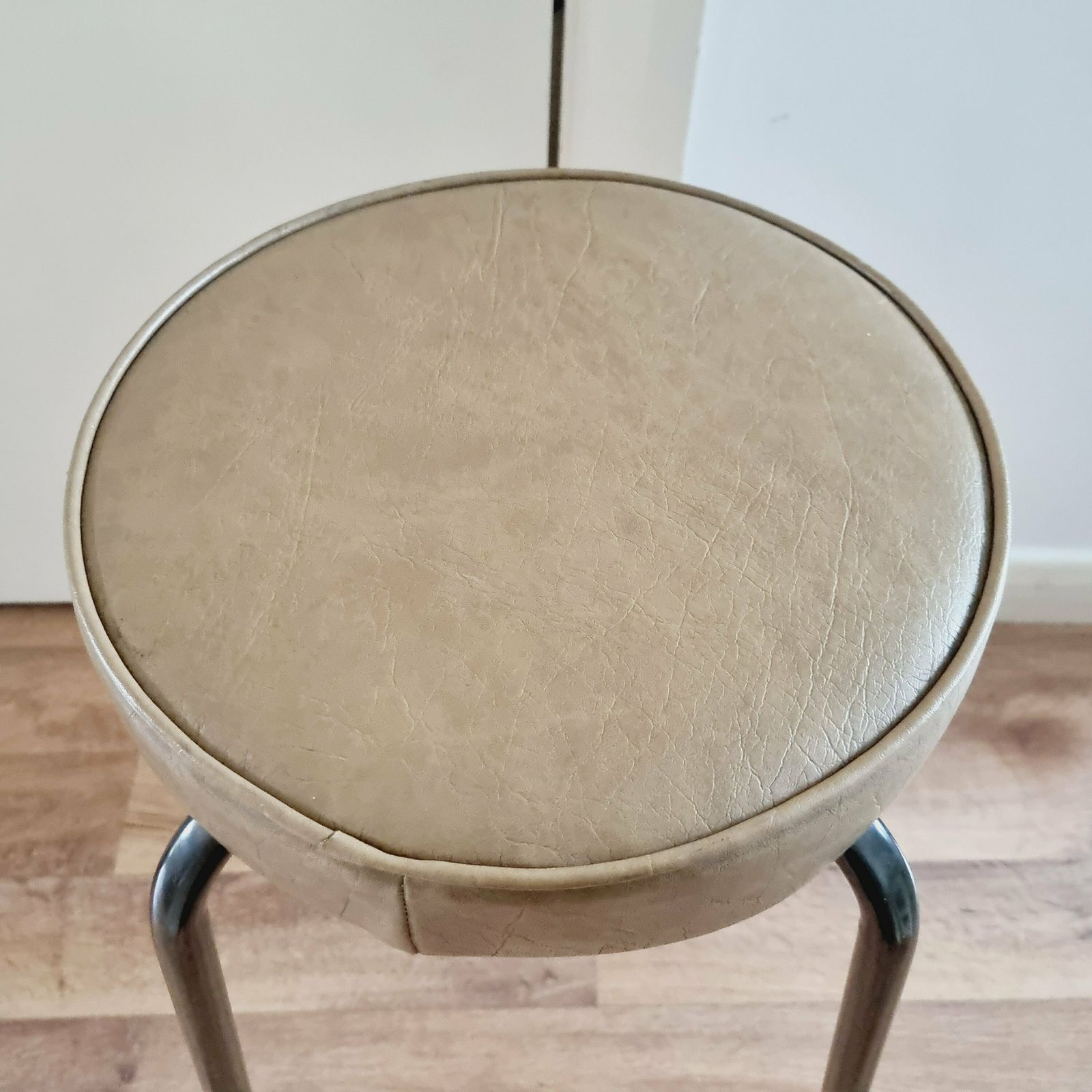 Vintage Mcm Tall Industrial Style Bar/Kitchen Stool photo vinterior