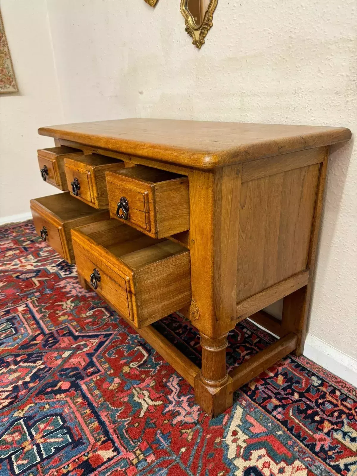 Fantastic Quality French Country Oak Low Chest/Dresser Circa 1920 photo vintage