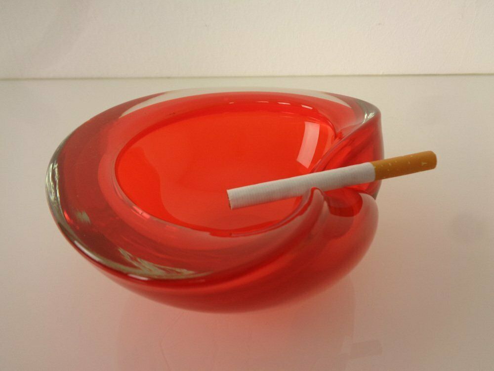 Vintage Italian Red Murano Glass Ashtray, 1960s photo buy
