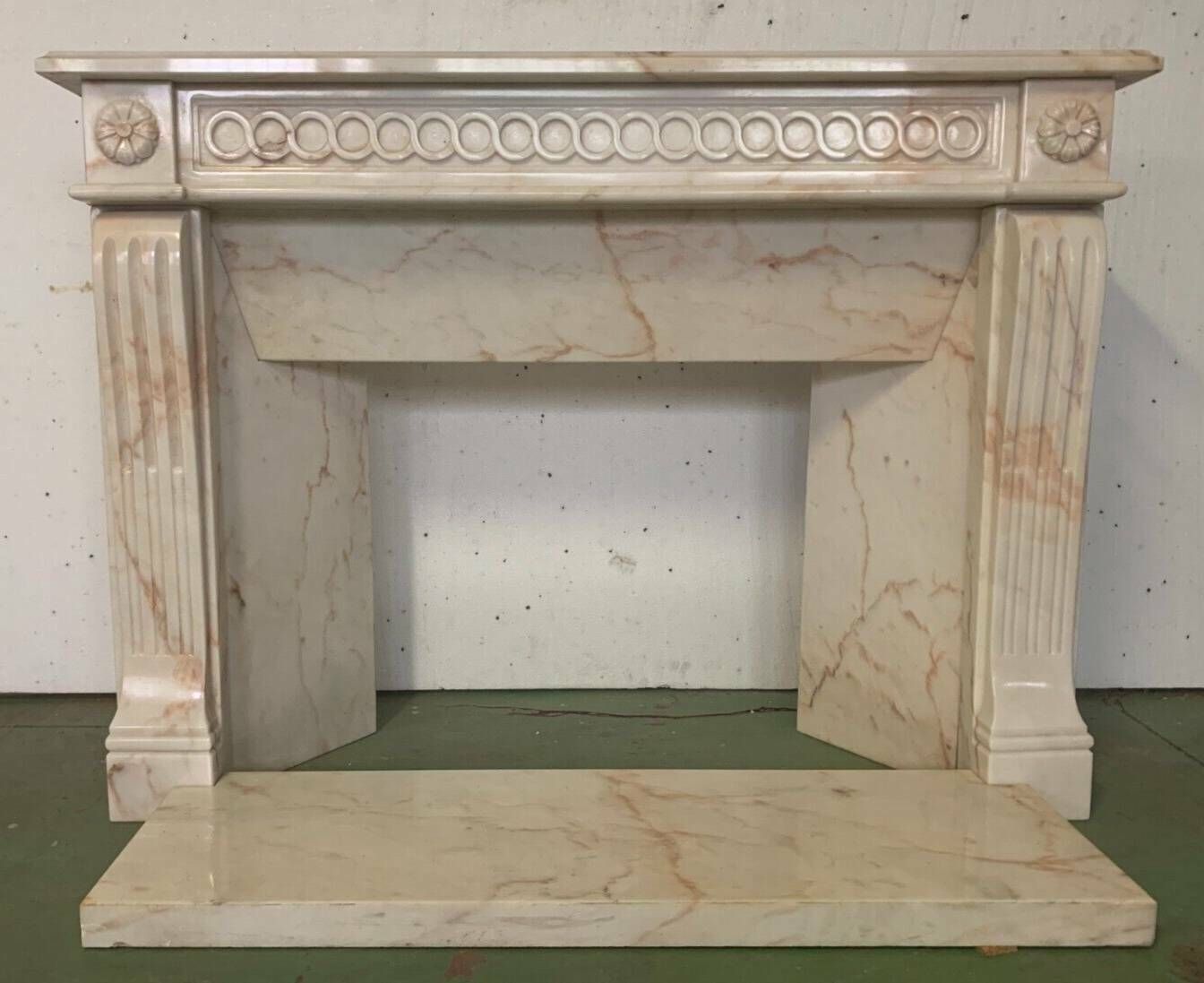 Home Fixtures Louis XVI Style Fireplace In Pink Veined Marble XX Century photo