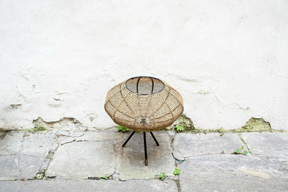 Italian Iron And Rattan Magazine Rack, 1950s photo furniture