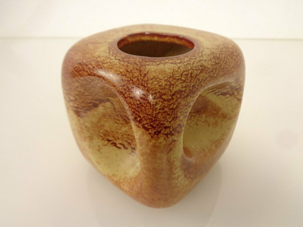 Italian Ceramic Cube Vase By Roberto Rigon For Bertoncello, 1960s photo furniture