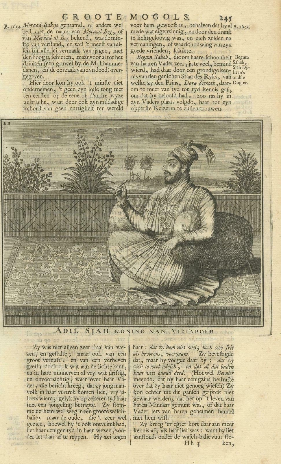 Antique Print Of Adil Shah By Valentijn, 1726 photo furniture