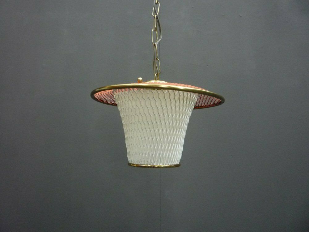 Mid Century Hanging Lamp Made Of Metal And Brass, 1950s
