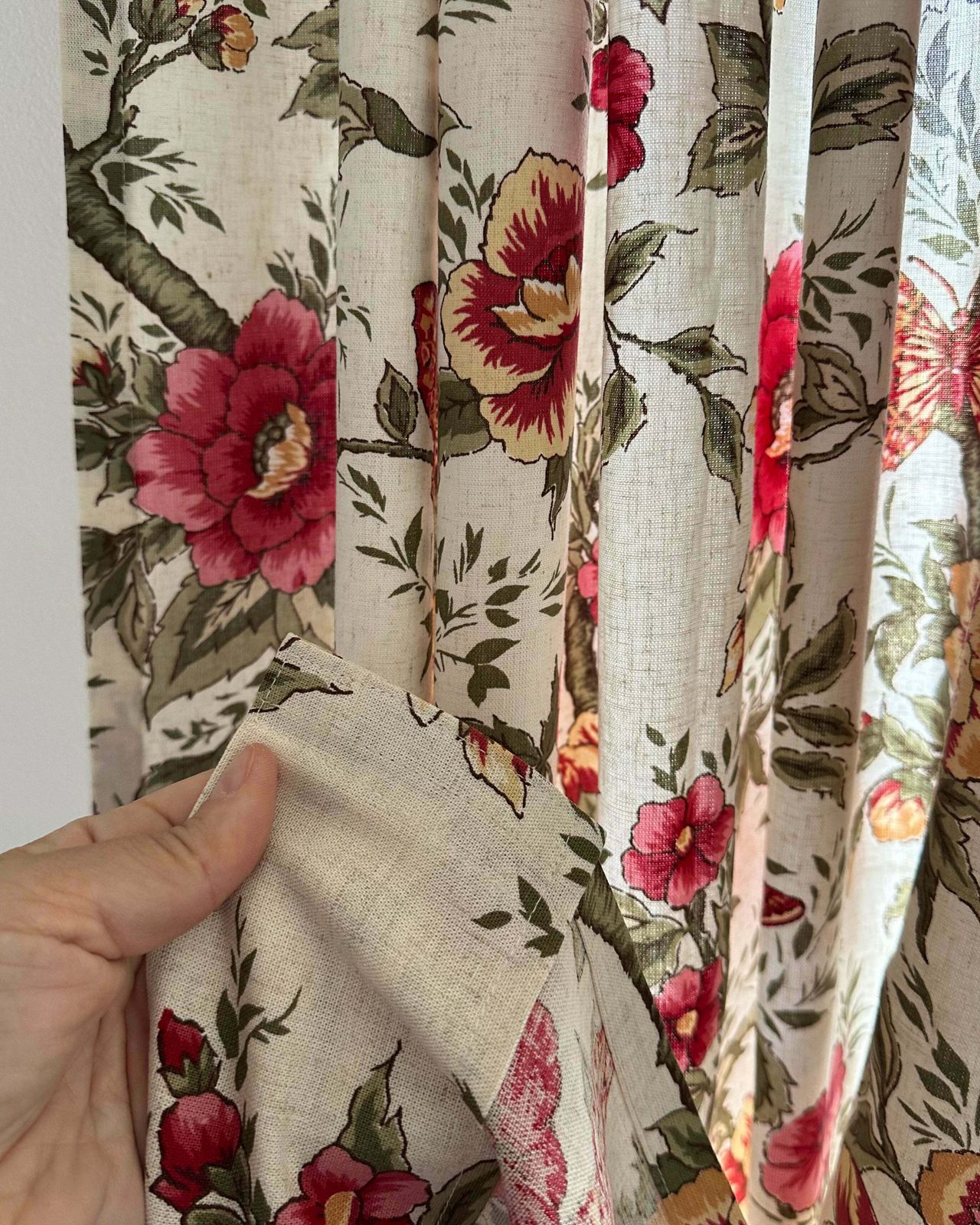 Pair Of Vintage Curtains   Flowers And Butterflies photo 142.0